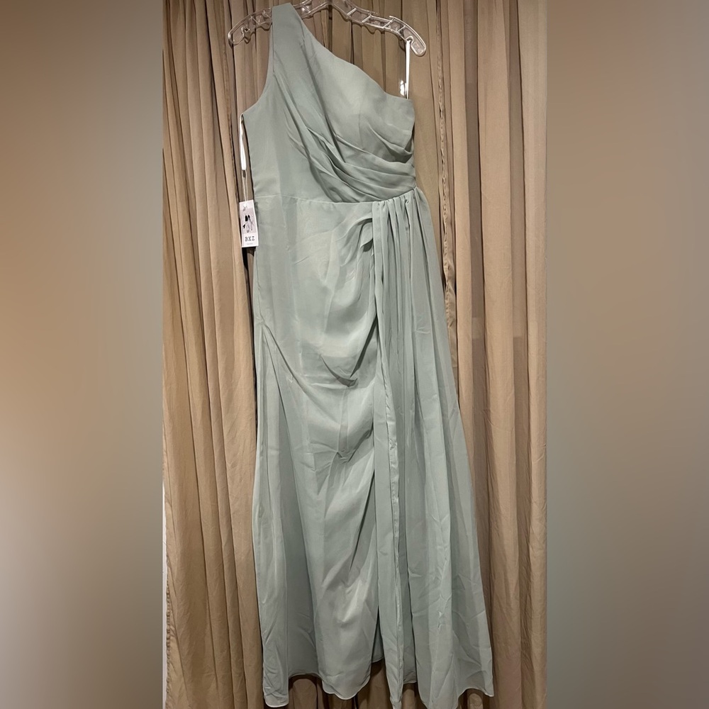 BXZ Soft Green One Shoulder Maxi Dress Size 12 NWT
